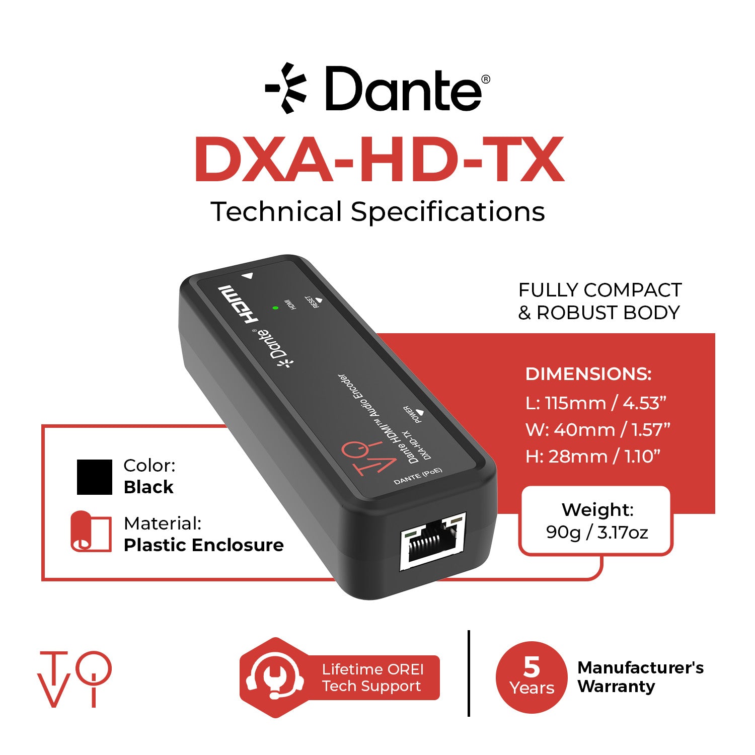 Dante® HDMIᵀᴹ Audio Encoder (DXA-HD-TX) – OREI.COM