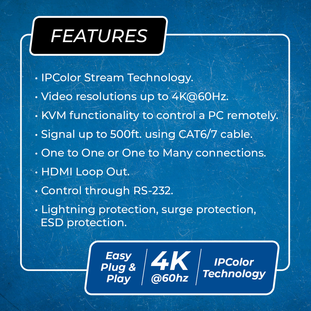 4K@60hz  HDMI™ Extender (Over 1G IP, Loop, KVM) - 500ft (cat6)-UHD-EXM500-KVM