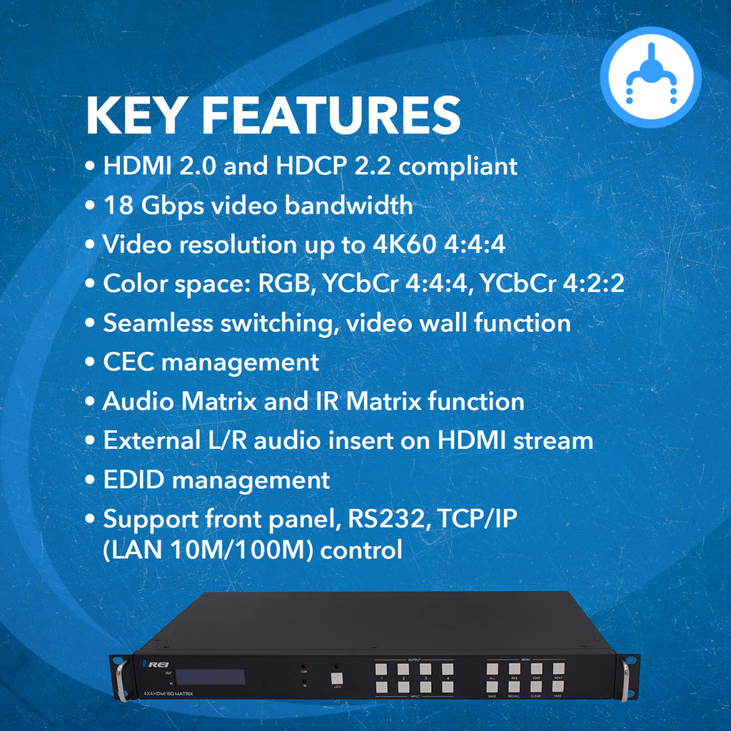 18Gbps 4x4 Seamless UHD Matrix (UHD-404VW) | OREI