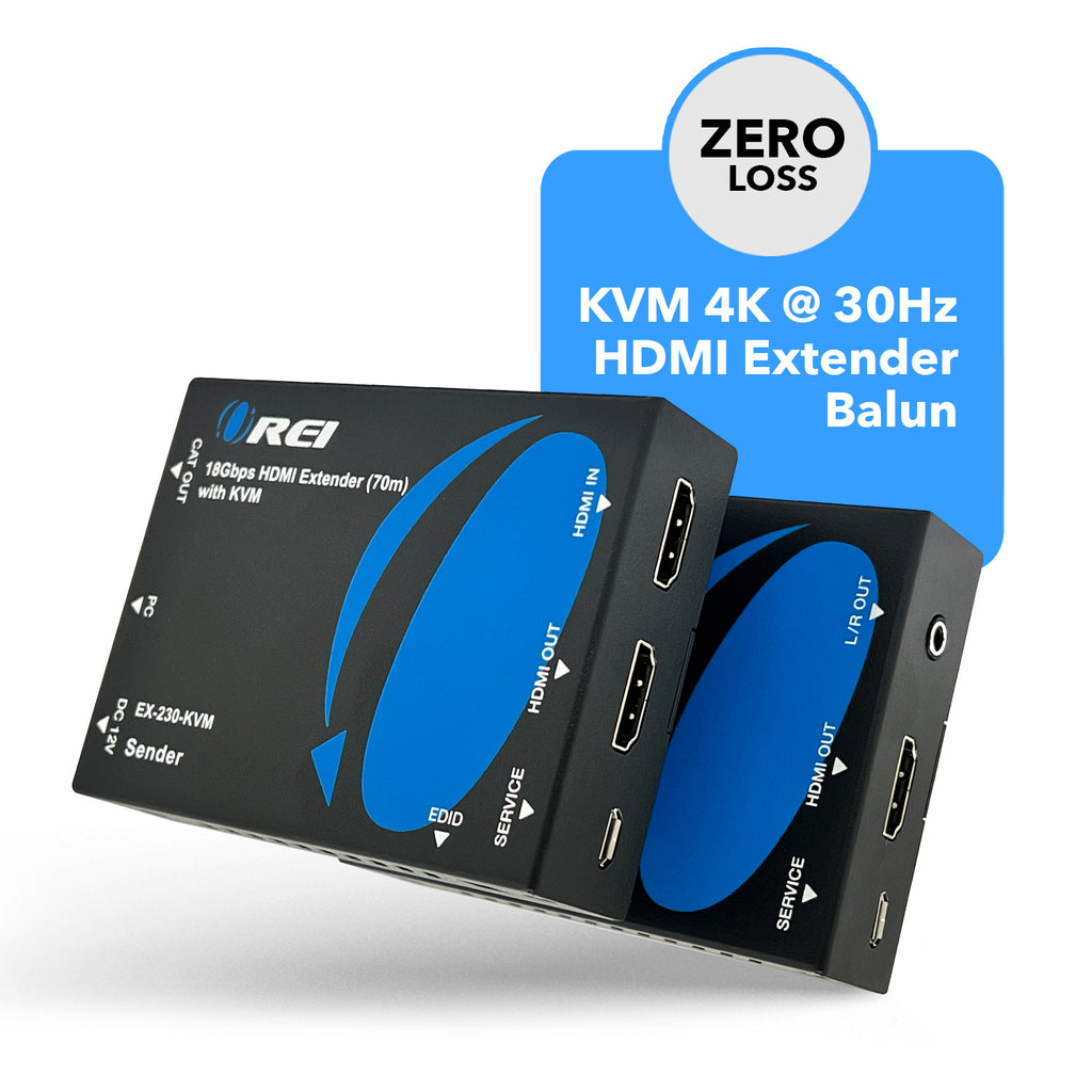 4K HDMI Extender Over CAT6/7 with KVM & HDMI Loop-out 4K@30Hz Up to 130 Ft (EX-230PRO-KVM)