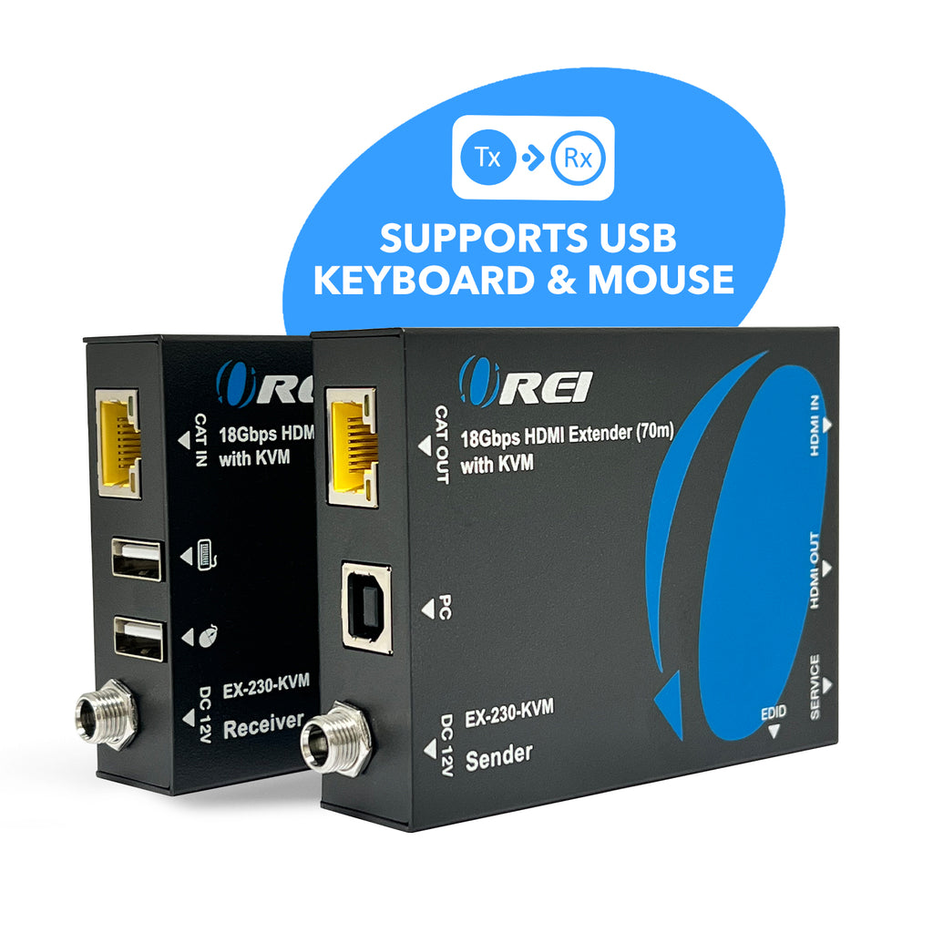 4K HDMI Extender Over CAT6/7 with KVM & HDMI Loop-out 4K@30Hz Up to 130 Ft (EX-230PRO-KVM)