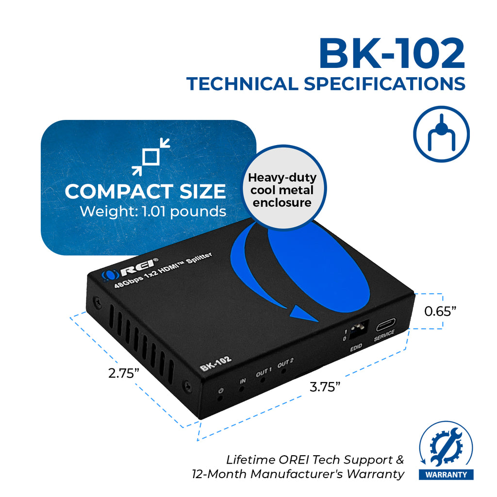 8K 1x2 HDMI™ Splitter (Downscaler)-BK-102