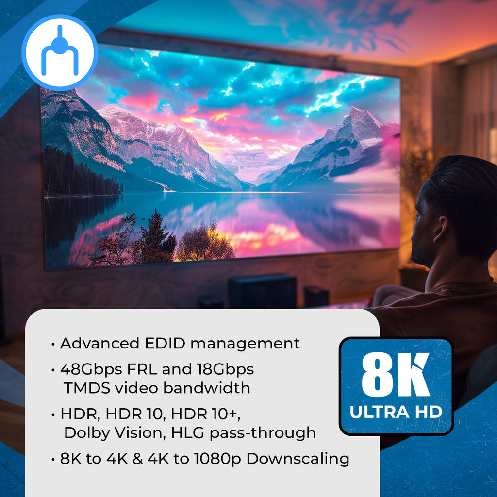 8K 1x2 HDMI™ Splitter (Downscaler)-BK-102