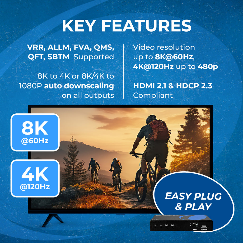 8K 1x2 HDMI™ Splitter (Downscaler)-BK-102