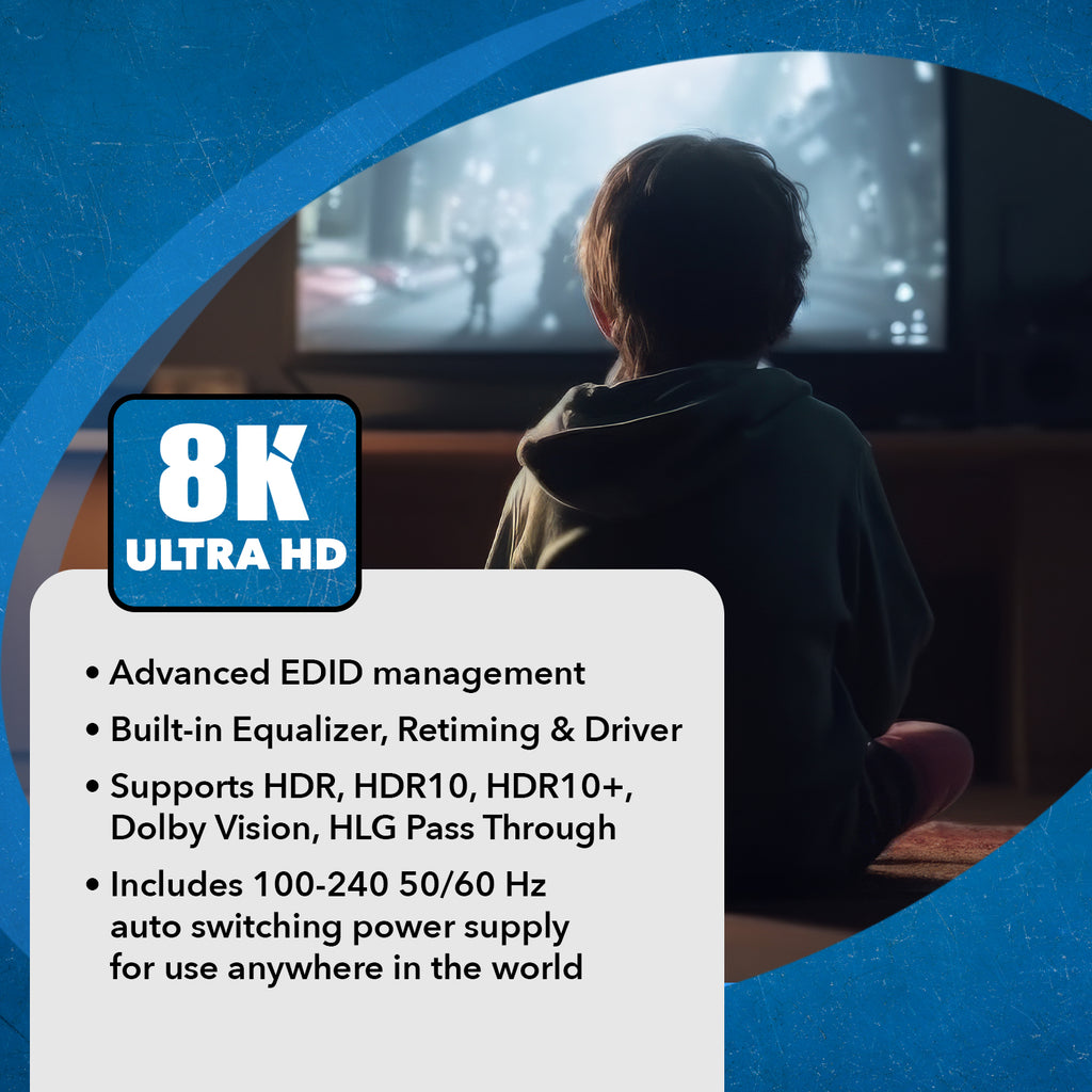 8K 1 in 4 out HDMI Splitter with Audio Extraction and EDID management (BK-104A)