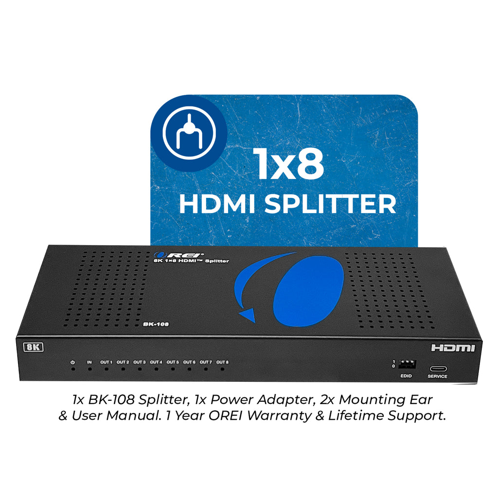 8K 1x8 HDMI Splitter With HDR10+, Downscaler & EDID management (BK-108)