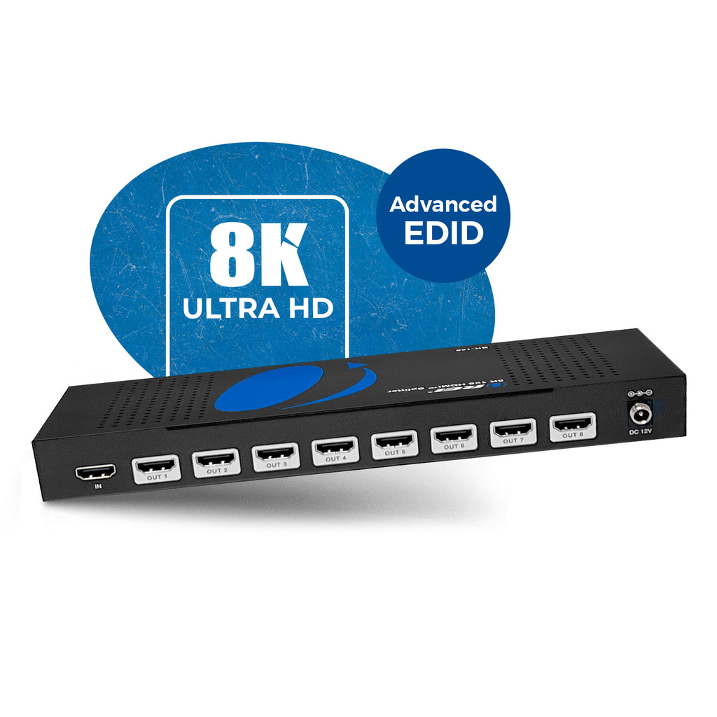 8K 1x8 HDMI Splitter With HDR10+, Downscaler & EDID management (BK-108)