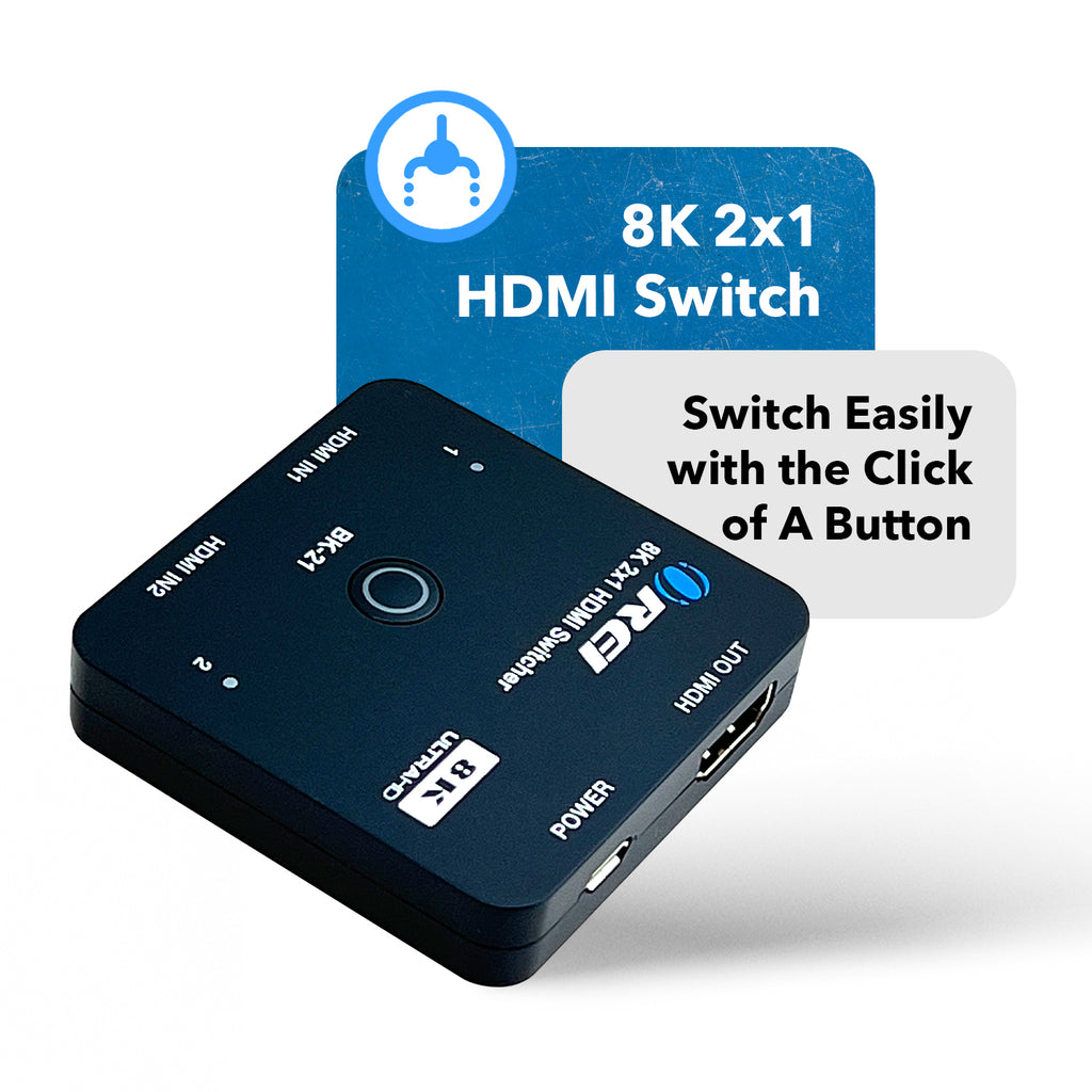 2x1 HDMI Switcher W/ Audio Out: 2-In 1-Out, UltraHD 8K, EDID (BK-21)