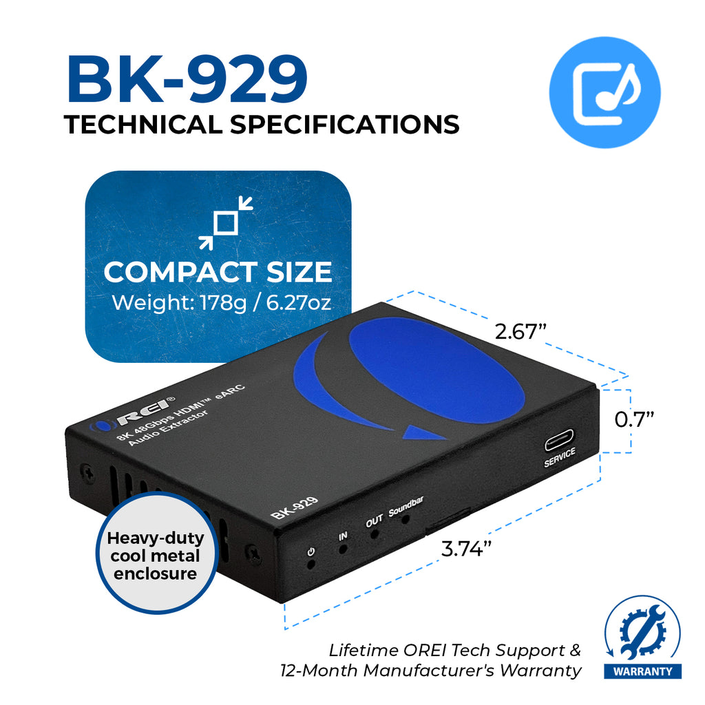 8K HDMI™ Audio Extractor (eARC Output)-BK-929