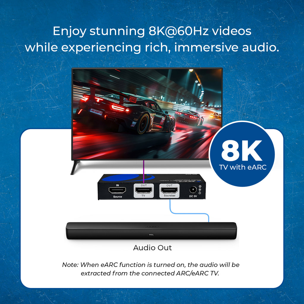 8K HDMI™ Audio Extractor (eARC Output)-BK-929