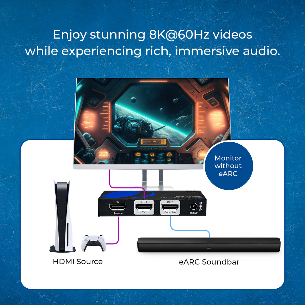 8K HDMI™ Audio Extractor (eARC Output)-BK-929
