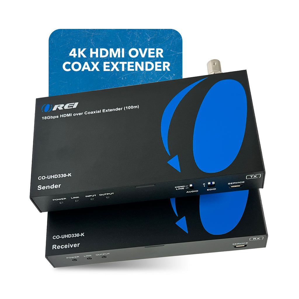 4K HDMI Over Coaxial Extender up to 330 Feet - 4K@60Hz Over 75 Ohm RG-6 Copper Coaxial Cable - Bidirectional IR Control, Audio Out (CO-UHD330-K)