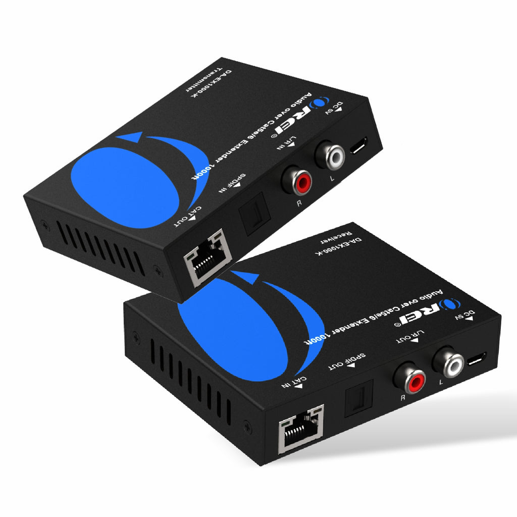 Digital Audio Over CAT5 Extender Upto 1000 Feet - Extend Digital Optical Coxial Toslink Signal Over LAN Ethernet PoC for Long Distance Extension (DA-EX1000-K)