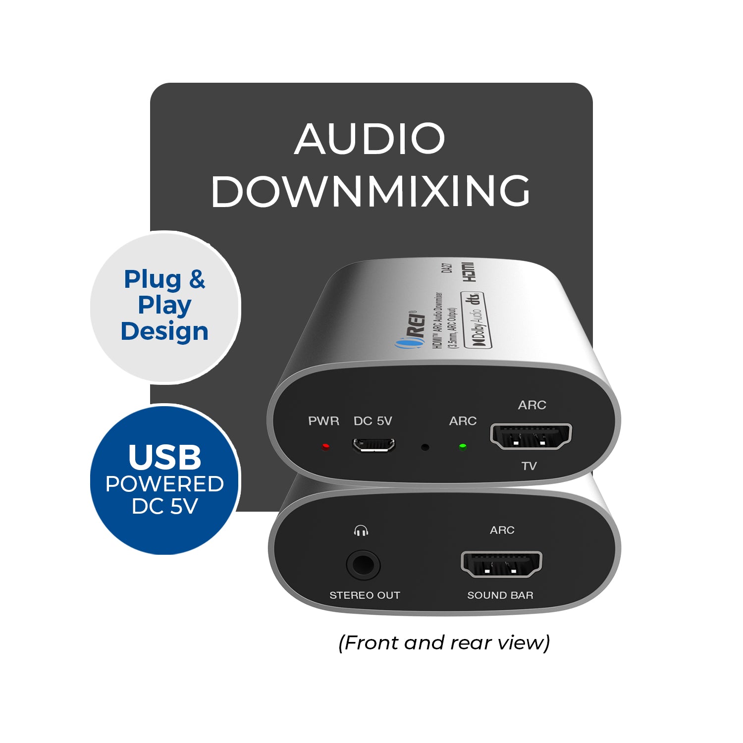 HDMI™ ARC Audio Downmixer (3.5mm, ARC Output) - DA27 – OREI.COM