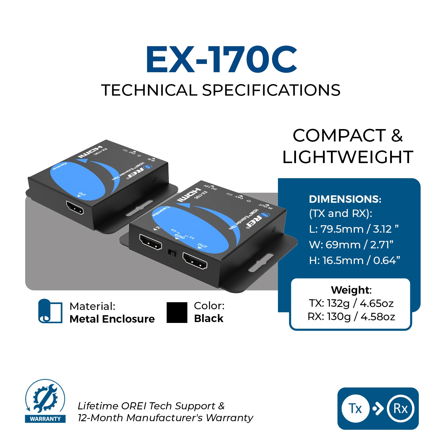 HDMI Extender Over Cat6/7 1080p, Upto 170 Ft | OREI – OREI.COM