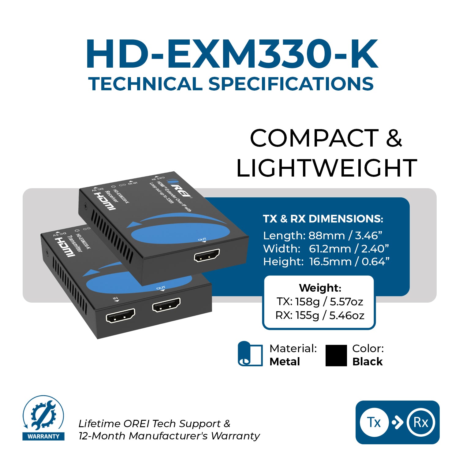 HDMI Over IP Extender 1080p CAT5e/6, Upto 330 Ft – OREI.COM