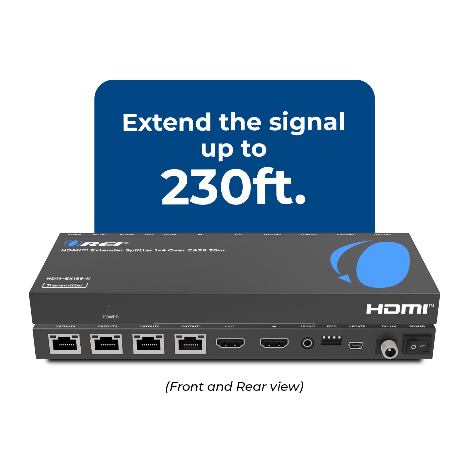 1x4 HDMI Extender Splitter CAT6/7 1080P, Upto 165 Ft – OREI.COM