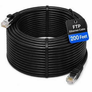 200ft Cat6 FTP Ethernet Cable, RJ45, 5Gbps Shielded Network Cable ( LAN-C6F-200-1-BK)