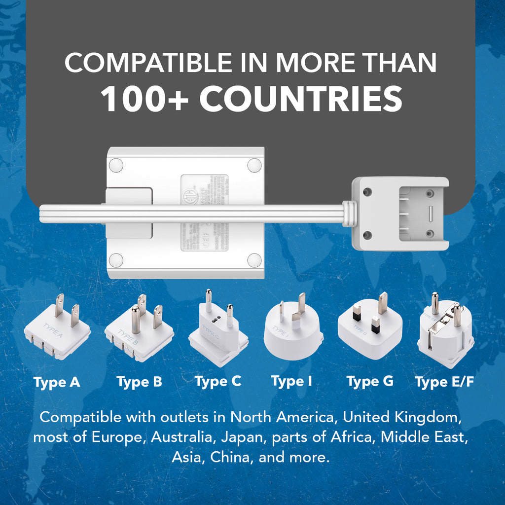 World Travel Adapter Plug International- All in One- 3 USB- Compact Design (M8 Max)