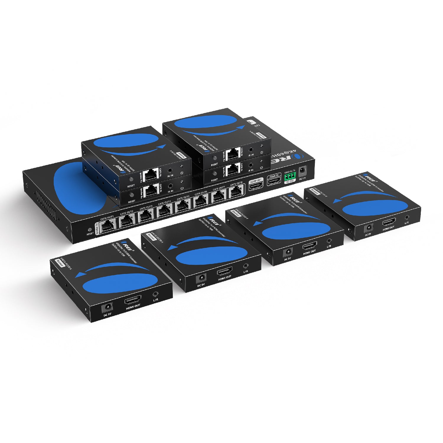 4K@60hz 1x8 HDMI™ Extender Splitter (Loop) - 230ft (cat6)-UHD18