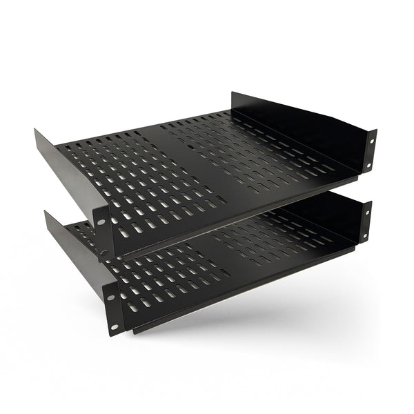 OREI 2U Rackmount Vented Shelf 19-Inch Steel – 2 Pack (SRS-2U16