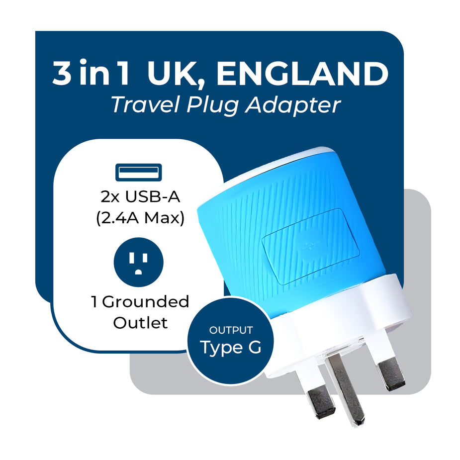 UK, Ireland Travel Adapter - 2 USB - Type G – OREI.COM