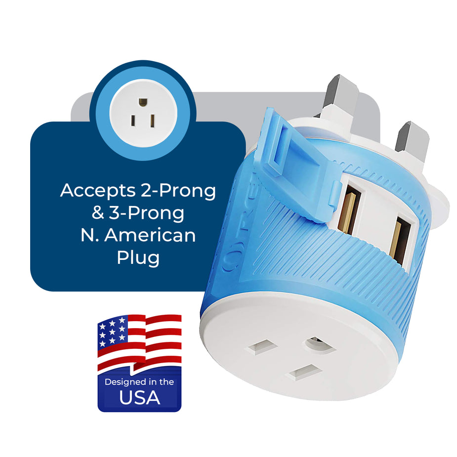 UK, Ireland Travel Adapter - 2 USB - Type G – OREI.COM