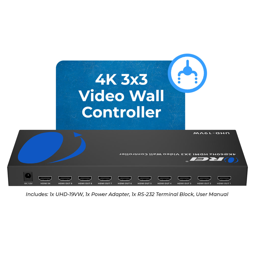 4K 1-In-9-Out HDMI™ Video Wall Controller (Audio Extract)-UHD-19VW