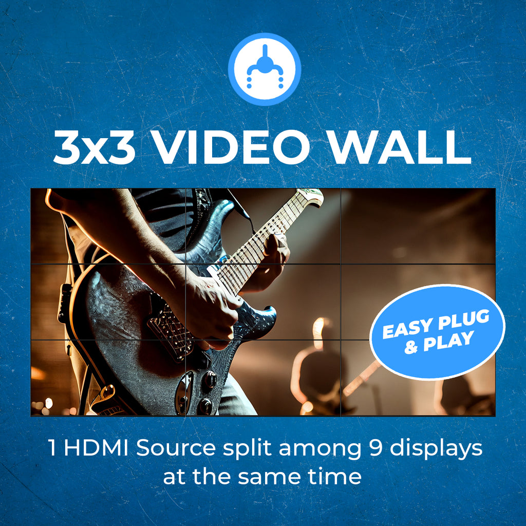 4K 1-In-9-Out HDMI™ Video Wall Controller (Audio Extract)-UHD-19VW