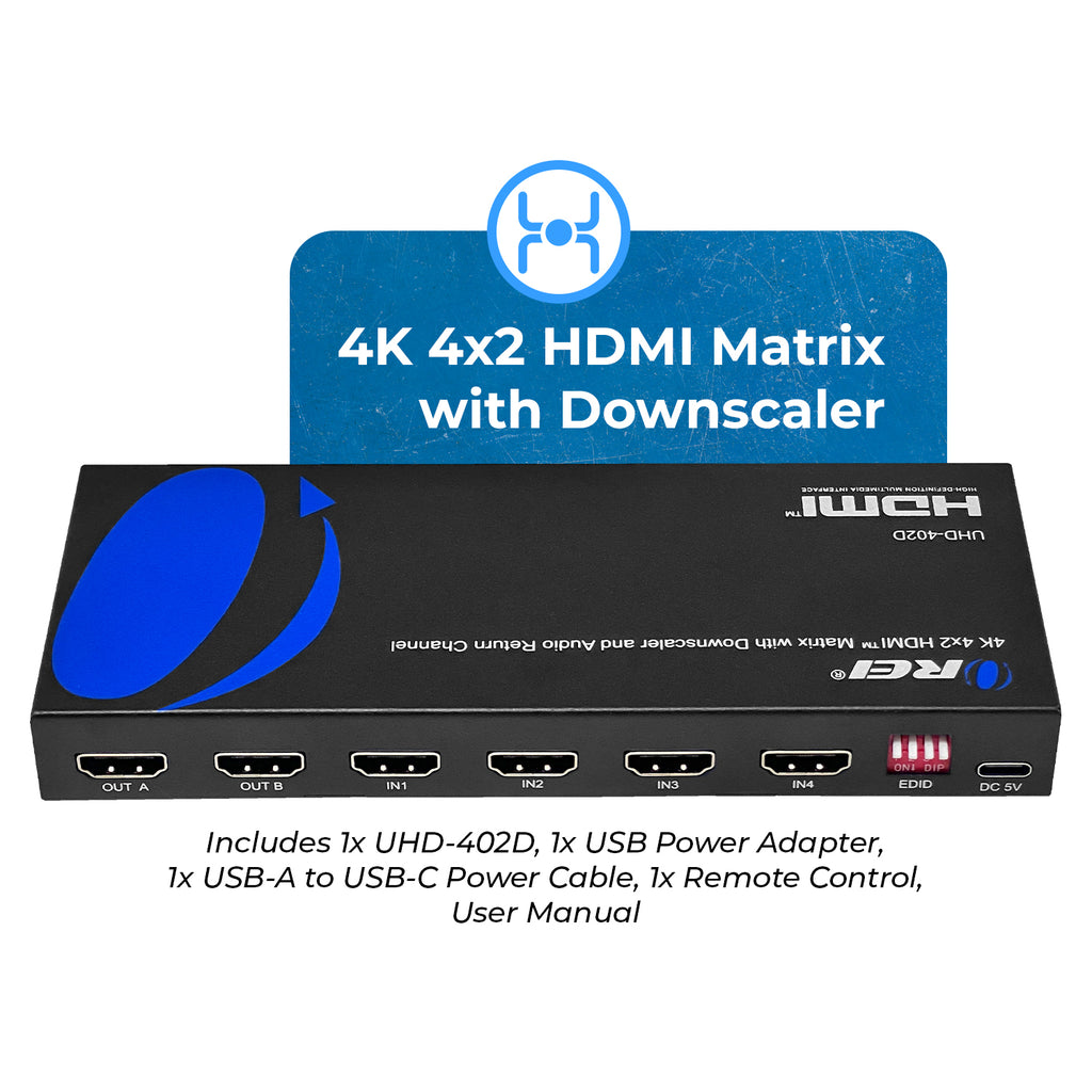 Arc Matrix 4K 4x2 HDMI Matrix Switch With ARC Audio Extraction, HDR & Downscaling ...