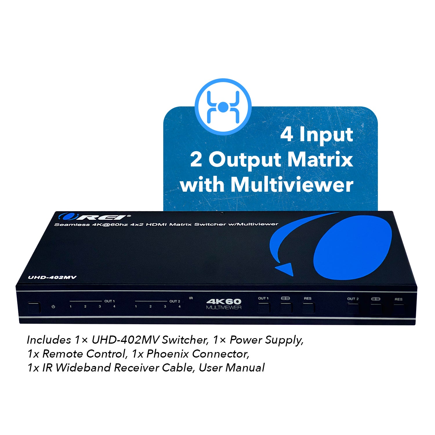  HDMI Matrix Switcher 4X2 with Multiview, BolAAzuL HDMI Multi- Visor Quad Multi-viewer Dual Monitor 4K HDMI 4 in 2 Out Multiviewer :  Electronics