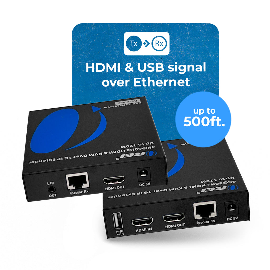4K@60hz  HDMI™ Extender (Over 1G IP, Loop, KVM) - 500ft (cat6)-UHD-EXM500-KVM