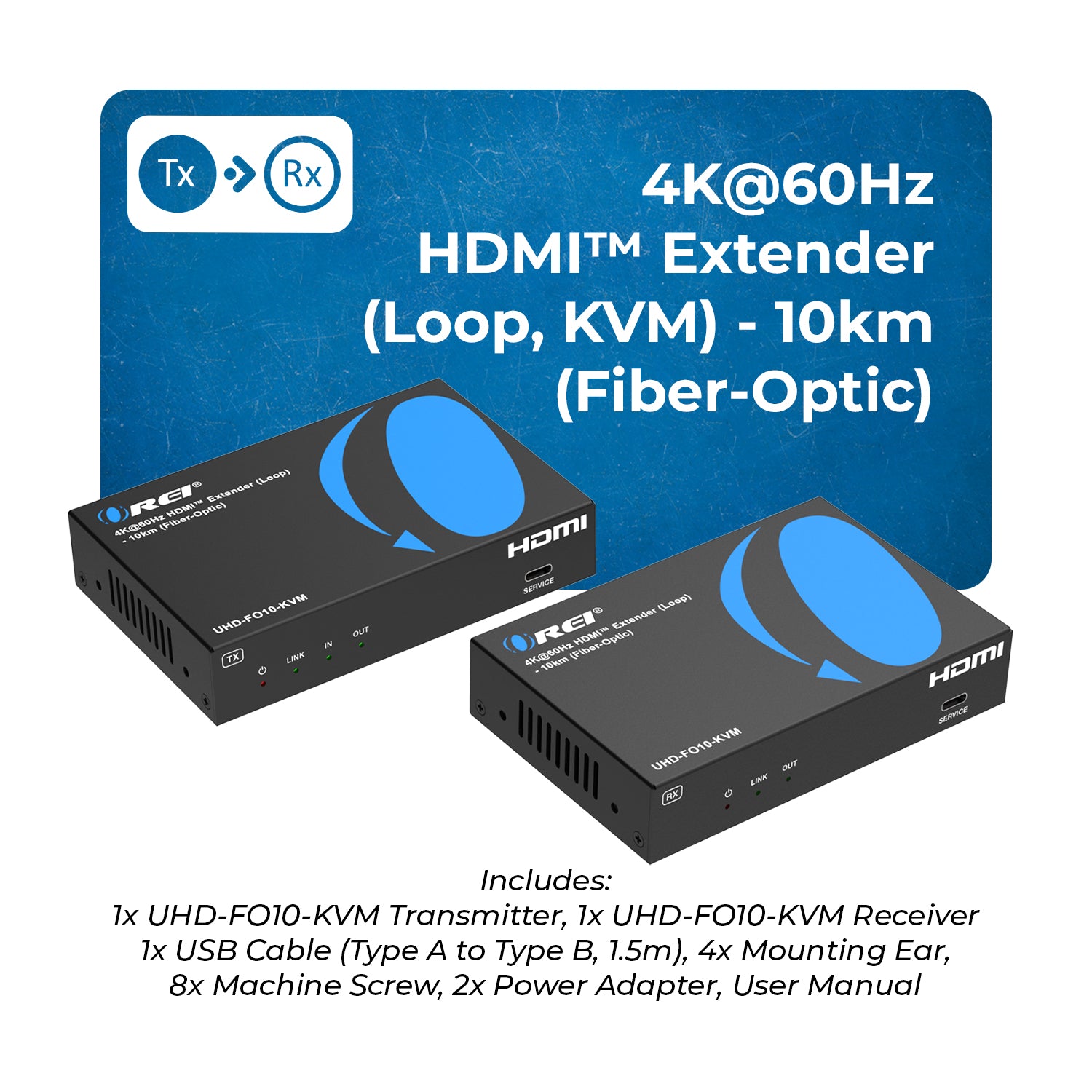 4K@60Hz HDMI™ Extender (Loop) - 10km (Fiber-Optic) - UHD-FO10-KVM