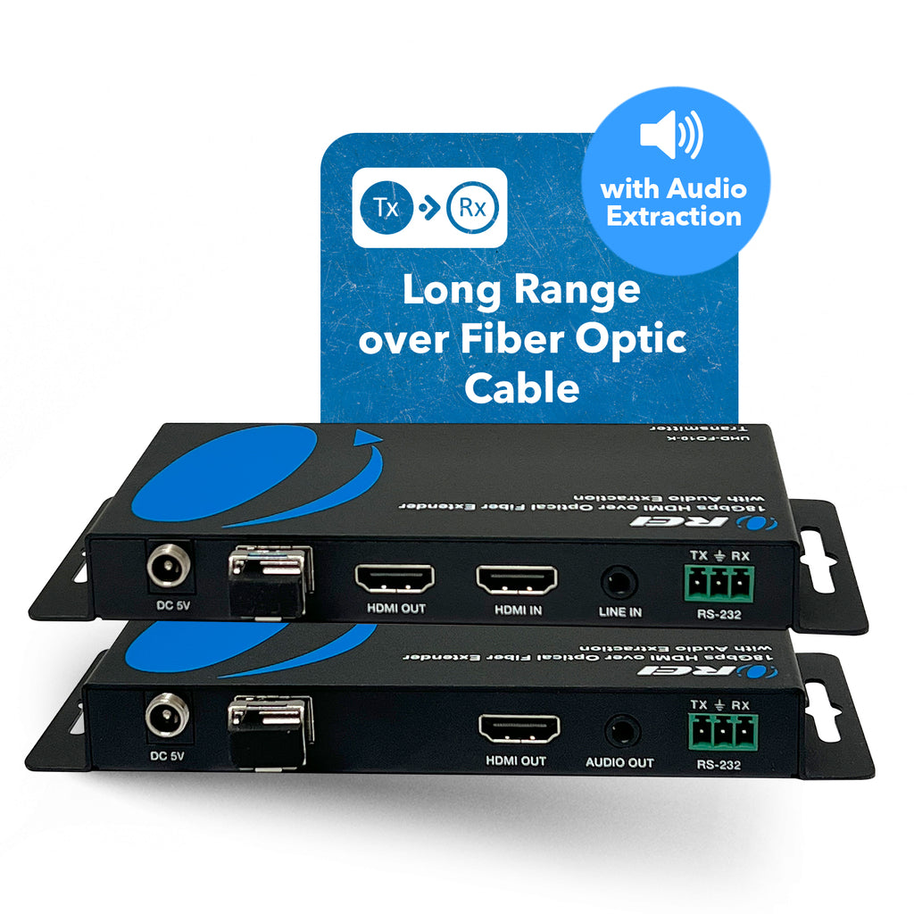 4K HDMI over Optical Fiber Extender with Audio Extraction and Bi-Directional IR (UHD-FO10-K)
