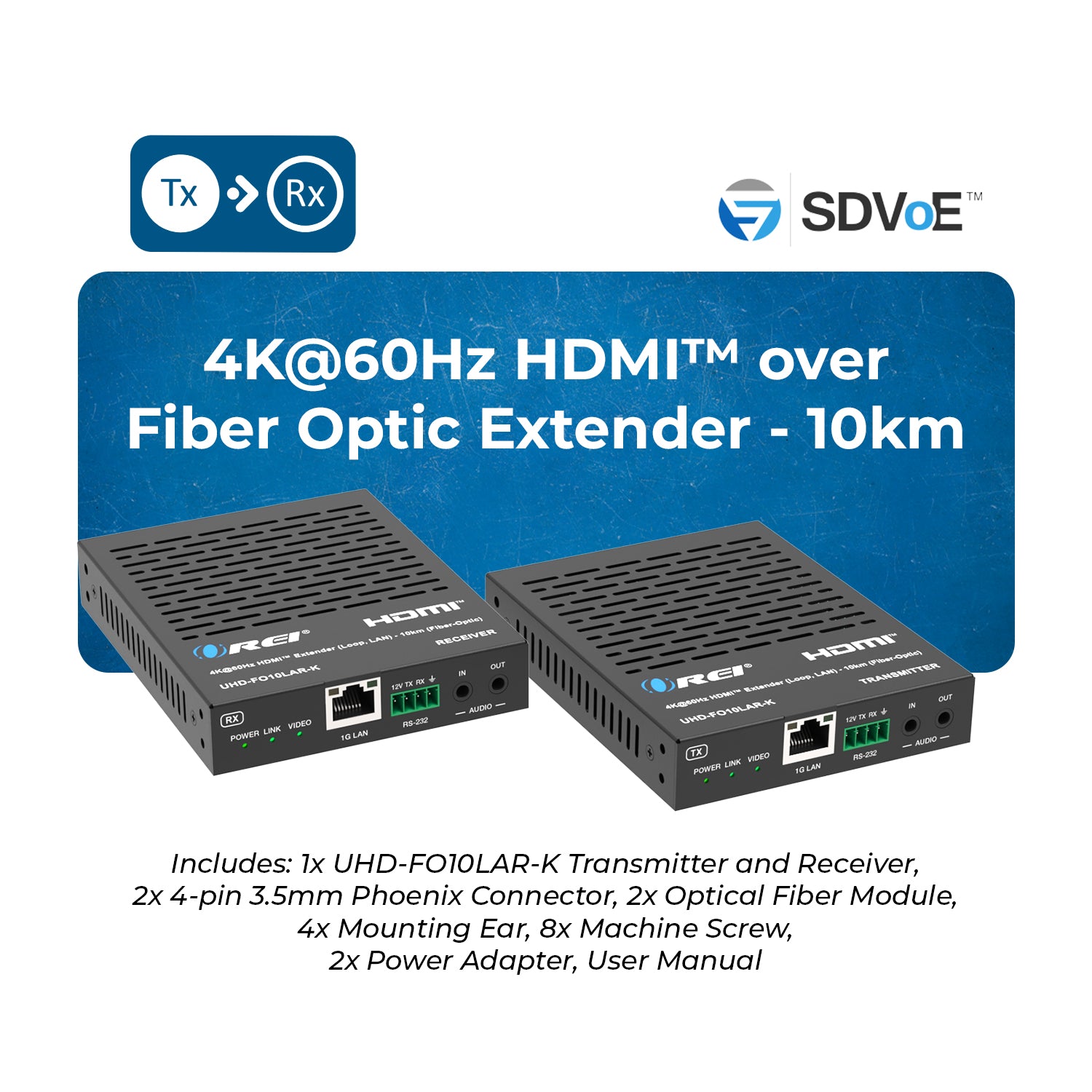 4K@60hz HDMI™ Extender (Loop, LAN) - 10km (fiber-optic) UHD