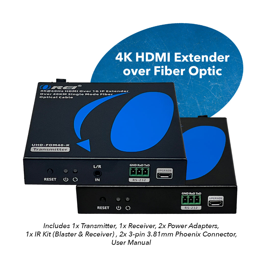 4K@60Hz HDMI Over 1G IP Extender Over 40KM Single Mode Fiber Optical Cable (UHD-FOM40-K)