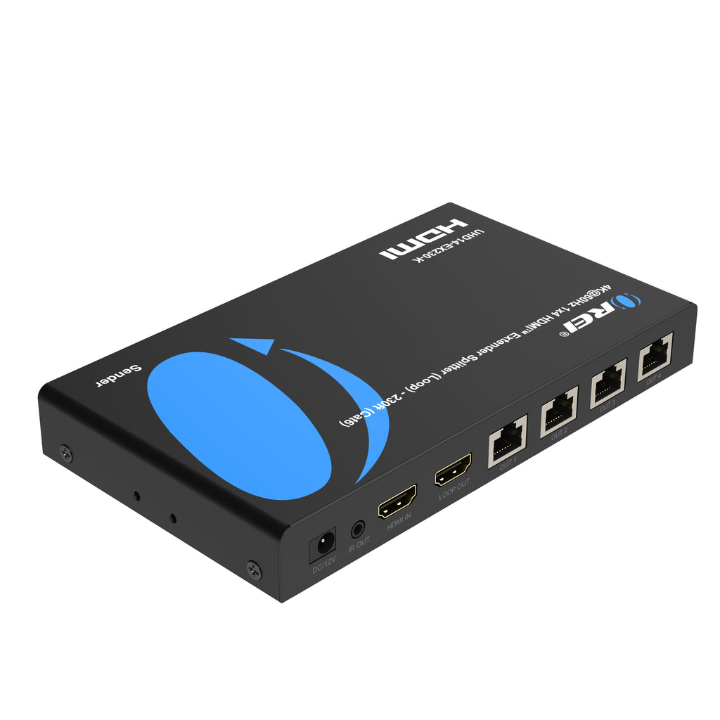 4K@60Hz 1x4 HDMI™ Extender Splitter (Loop) - 230ft (Cat6) (UHD14-EX230-K)