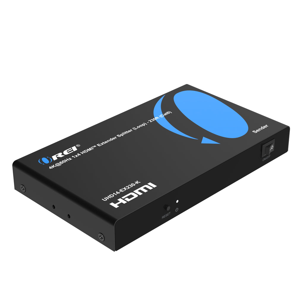 4K@60Hz 1x4 HDMI™ Extender Splitter (Loop) - 230ft (Cat6) (UHD14-EX230-K)