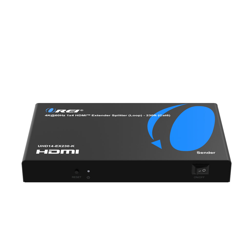 4K@60Hz 1x4 HDMI™ Extender Splitter (Loop) - 230ft (Cat6) (UHD14-EX230-K)