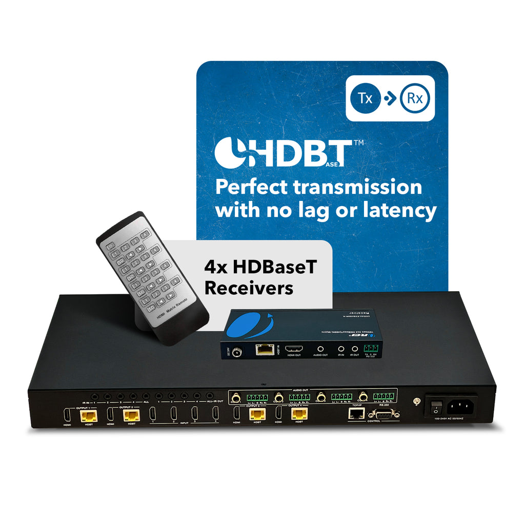 4x4 HDMI Extender With HDBaseT Over CAT5e/6/7 Upto 400 Ft - IR Control & EDID Management (UHD44-EXB400R-K)