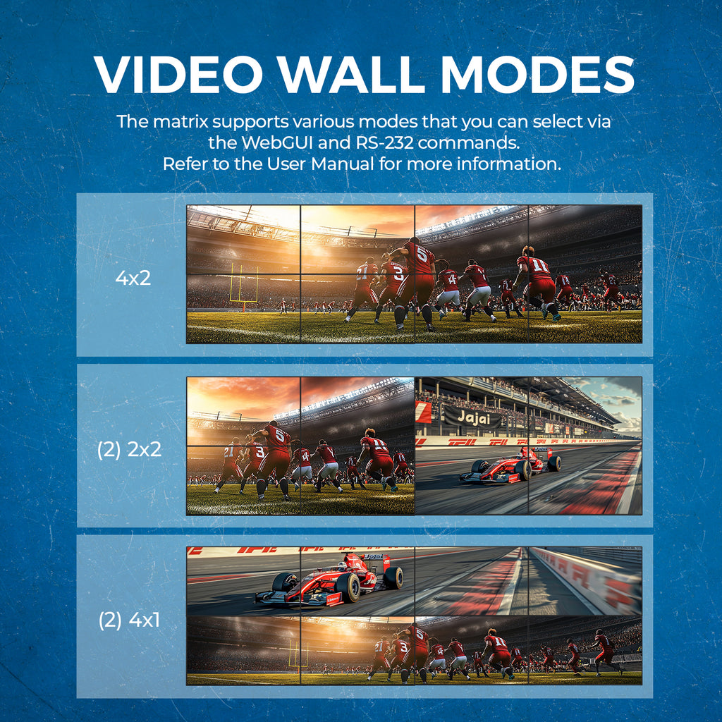 4K@60hz 8x8 HDMI™ Matrix w/ Video Wall (Seamless)-UHDS-808VW
