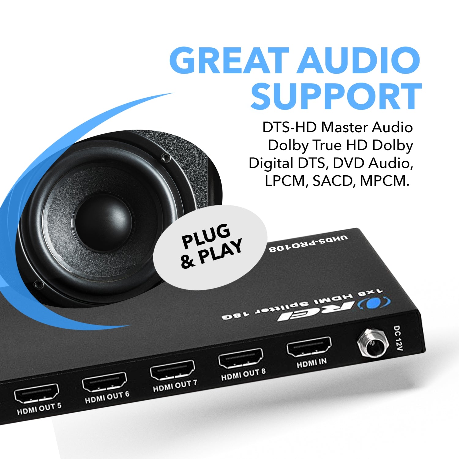 4K@60Hz 1x8 HDMI™ Splitter (UHDS-PRO108) – OREI.COM