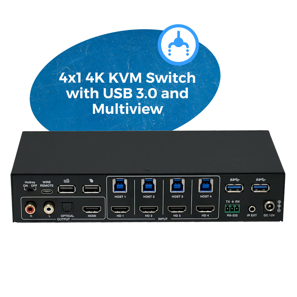 4K@60hz 4-port HDMI™ Seamless KVM Switch w/ Multi Viewer (Audio USB3.0)-UKM-401MV
