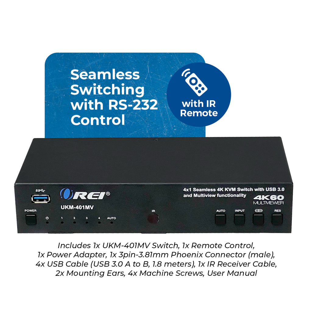 4K@60hz 4-port HDMI™ Seamless KVM Switch w/ Multi Viewer (Audio USB3.0)-UKM-401MV