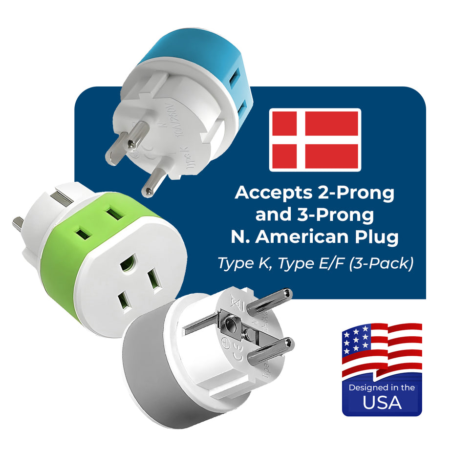 Denmark Travel Adapter - 2 in 1 - Type K – OREI.COM