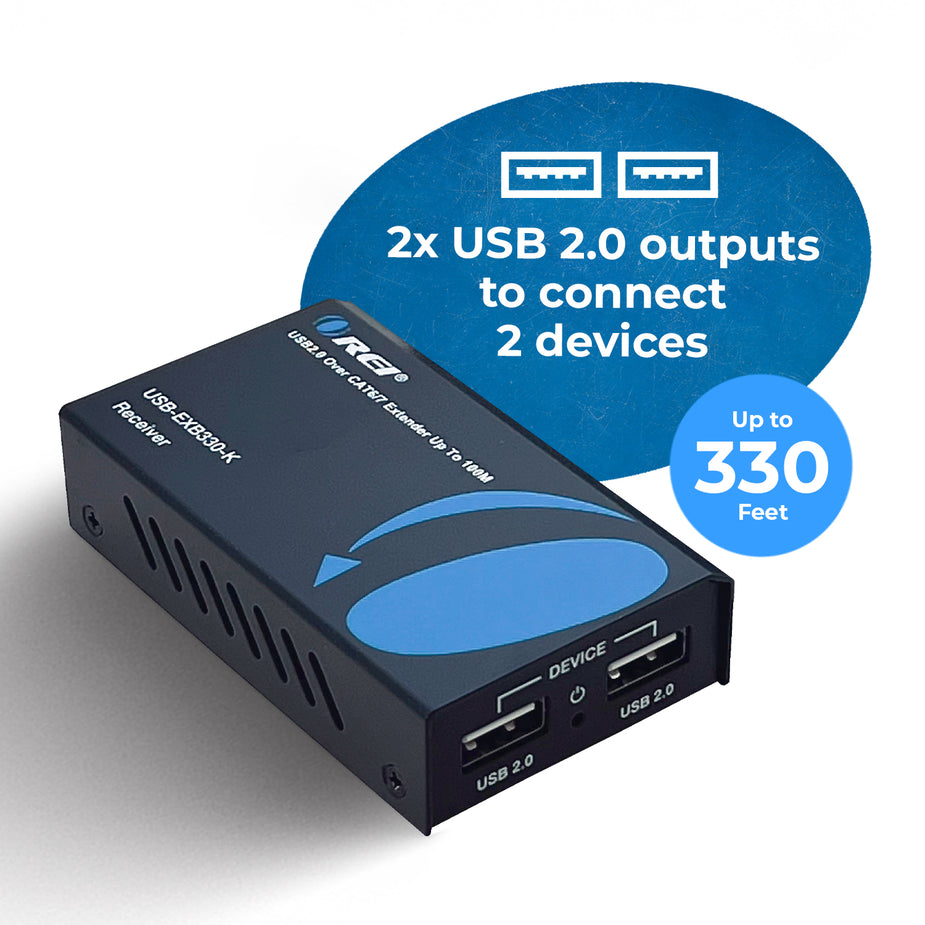 USB2.0 Extender (USB-B to USB-A) - 330ft (cat6) (USB-EXB330-K) – OREI.COM
