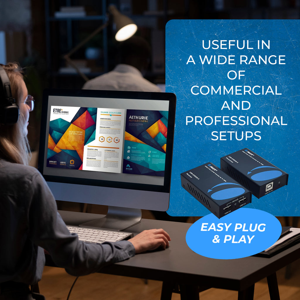 USB2.0 Extender (USB-B to USB-A) - 330ft (cat6)-USB-EXB330-K