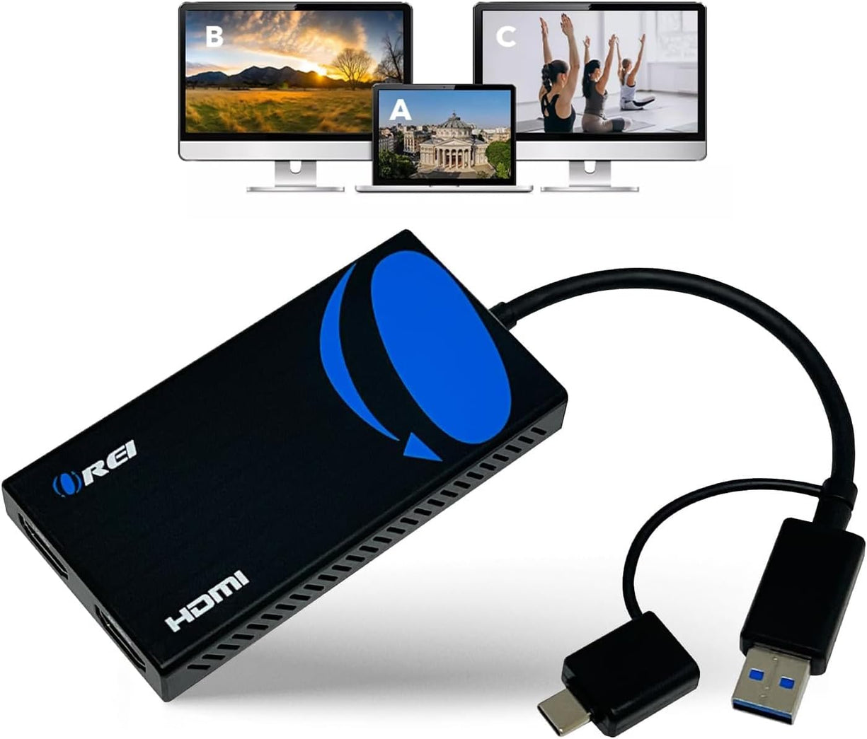 SplitExtend® USB to HDMI Dual Display Adapter-USBC2HDMI2 – OREI.COM