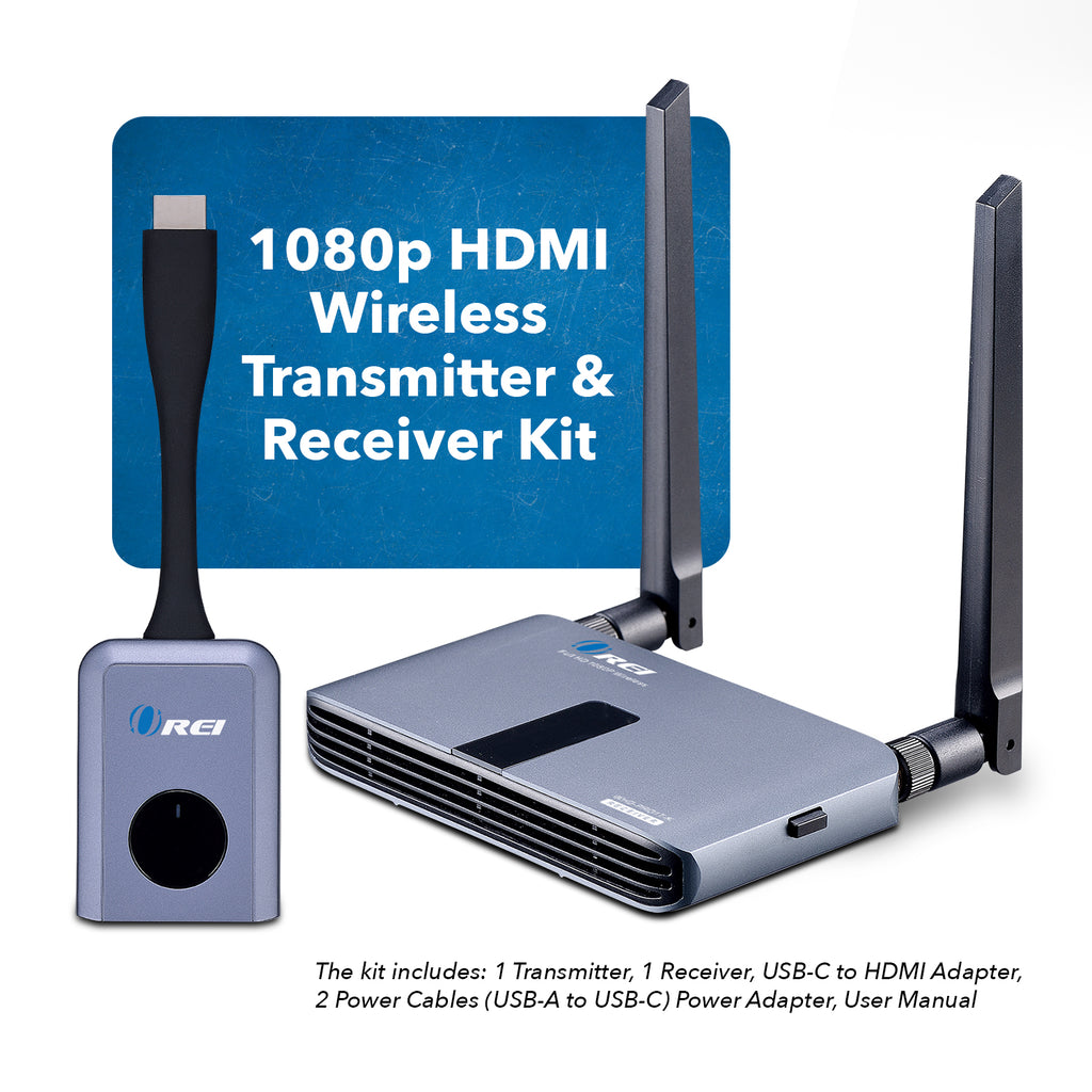 OREI 1080p Wireless Transmitter & Receiver Up To 100ft - Screen Mirroring (WHD-PRO1T-K)