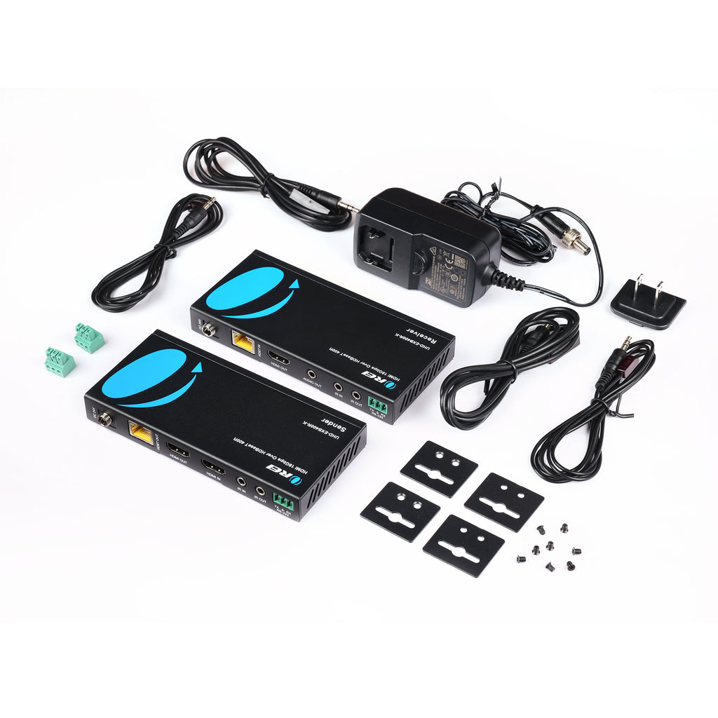 HDMI Extender with HDBaseT Over CAT5e/6/7 Upto 400 Ft - IR Control & HDMI Loopout (UHD-EXB400R-K)